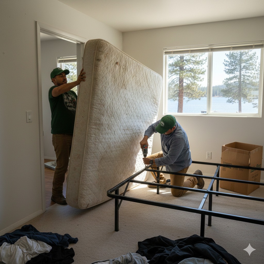 Furniture removal and replacement hauling for a short-term rental in Big Bear City